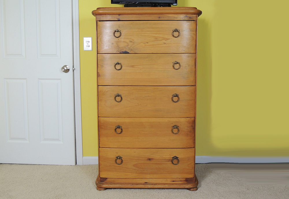 Rustic Arhaus Pine Five Drawer Chest Of Drawers