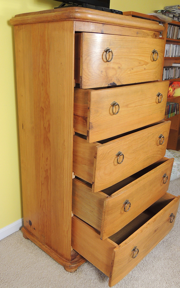 Rustic Arhaus Pine Five Drawer Chest Of Drawers