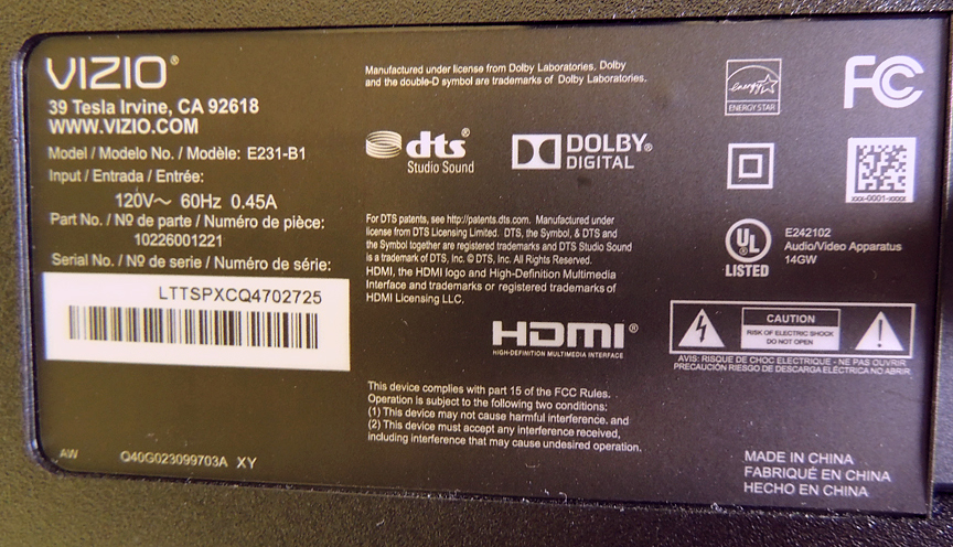 Vizio 23" Flat Screen TV w/ Remote