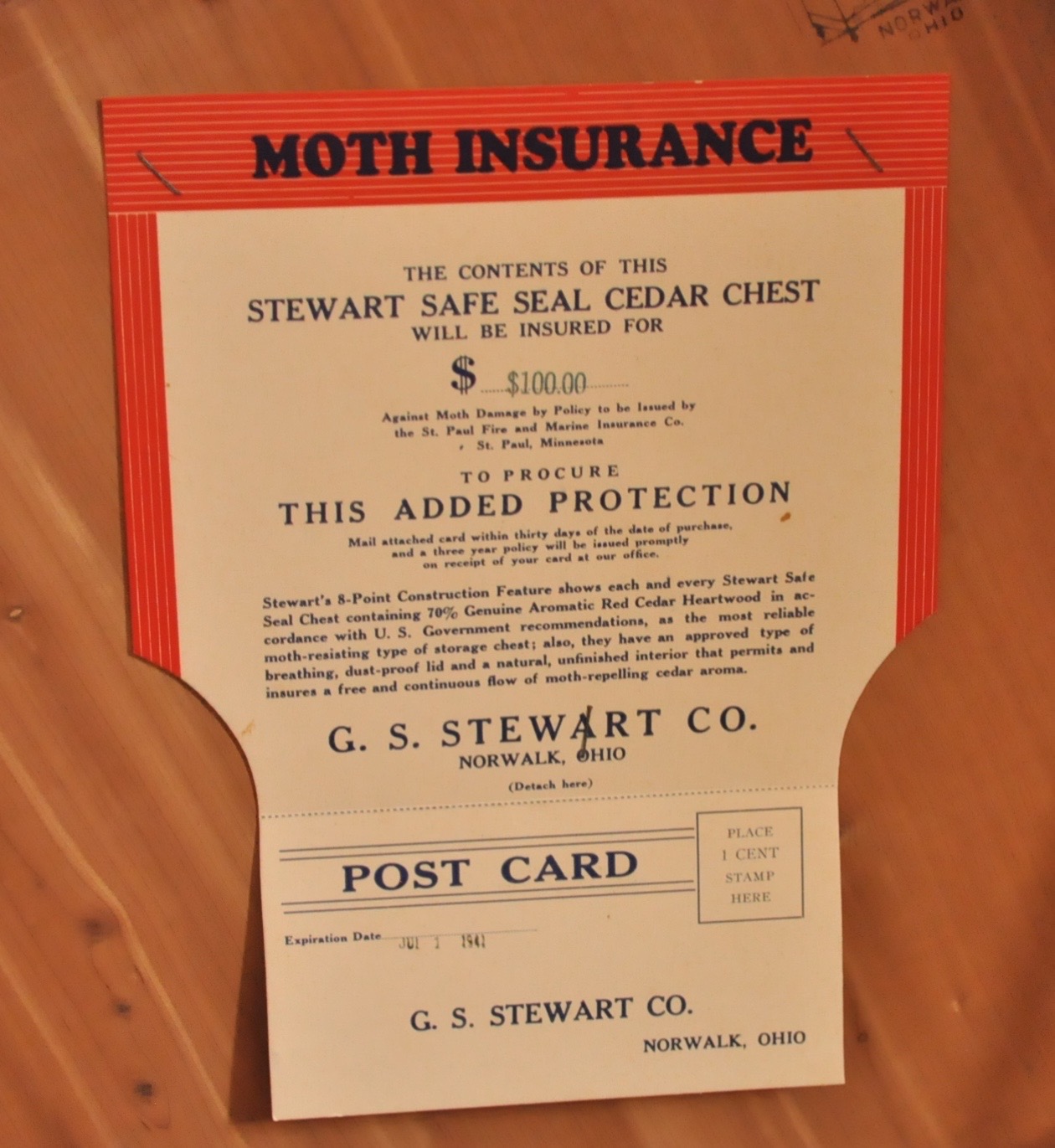 Vintage Stewart Safe Seal Cedar Chest