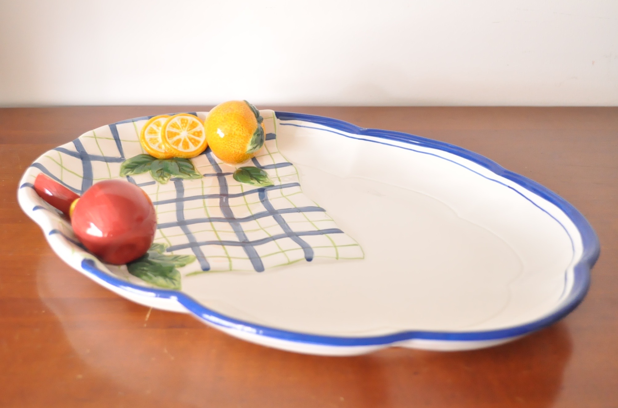 Blue Platter, Dish and Colorful Mugs