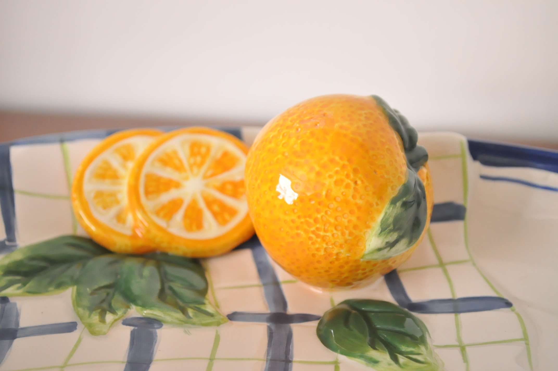 Blue Platter, Dish and Colorful Mugs