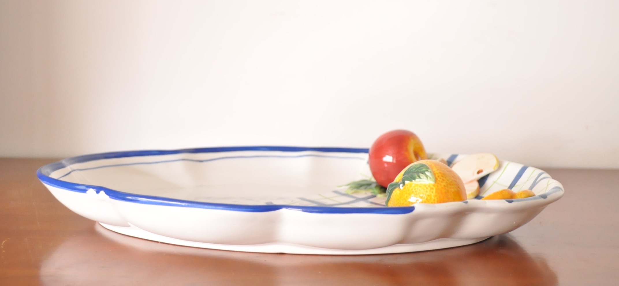 Blue Platter, Dish and Colorful Mugs