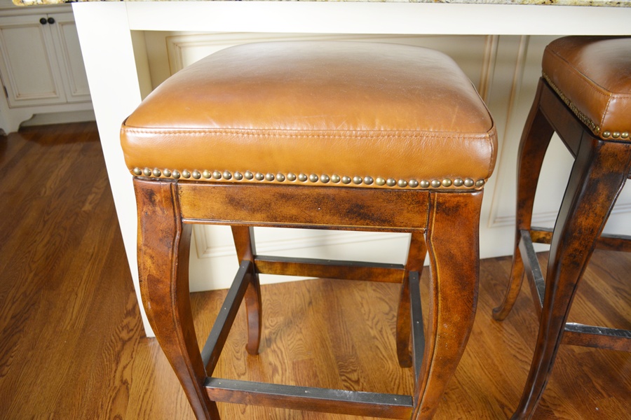 Four Frontgate Leather Bar Stools
