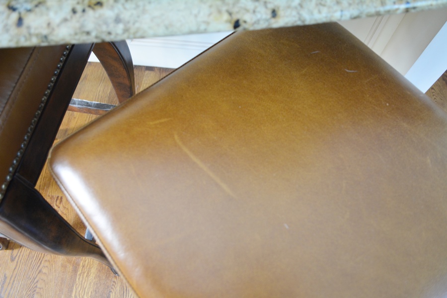 Four Frontgate Leather Bar Stools
