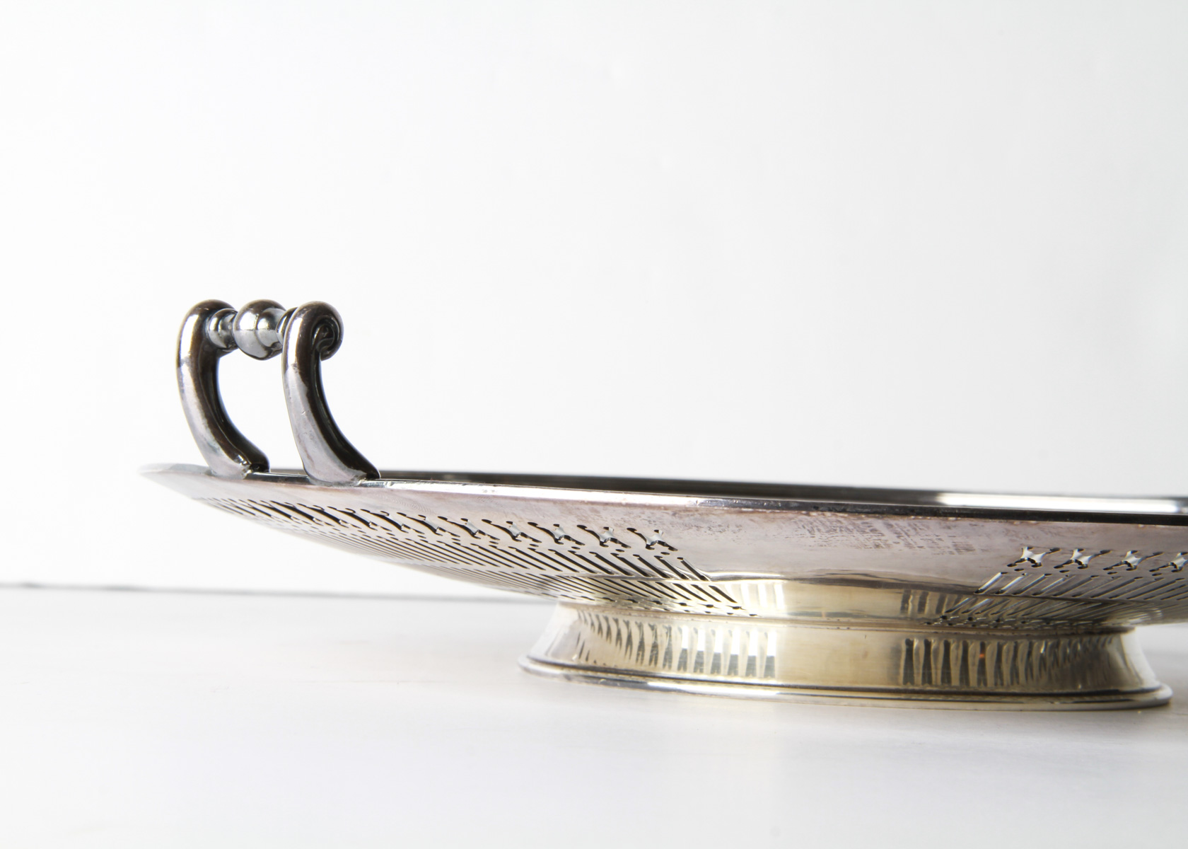 Engraved Silverplate Tray with Handles