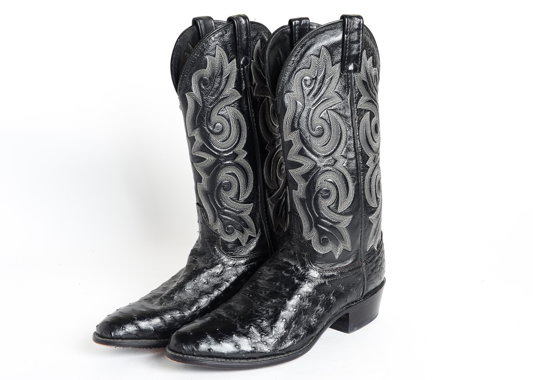 J. Chisholm Leather and Ostrich Cowboy Boots