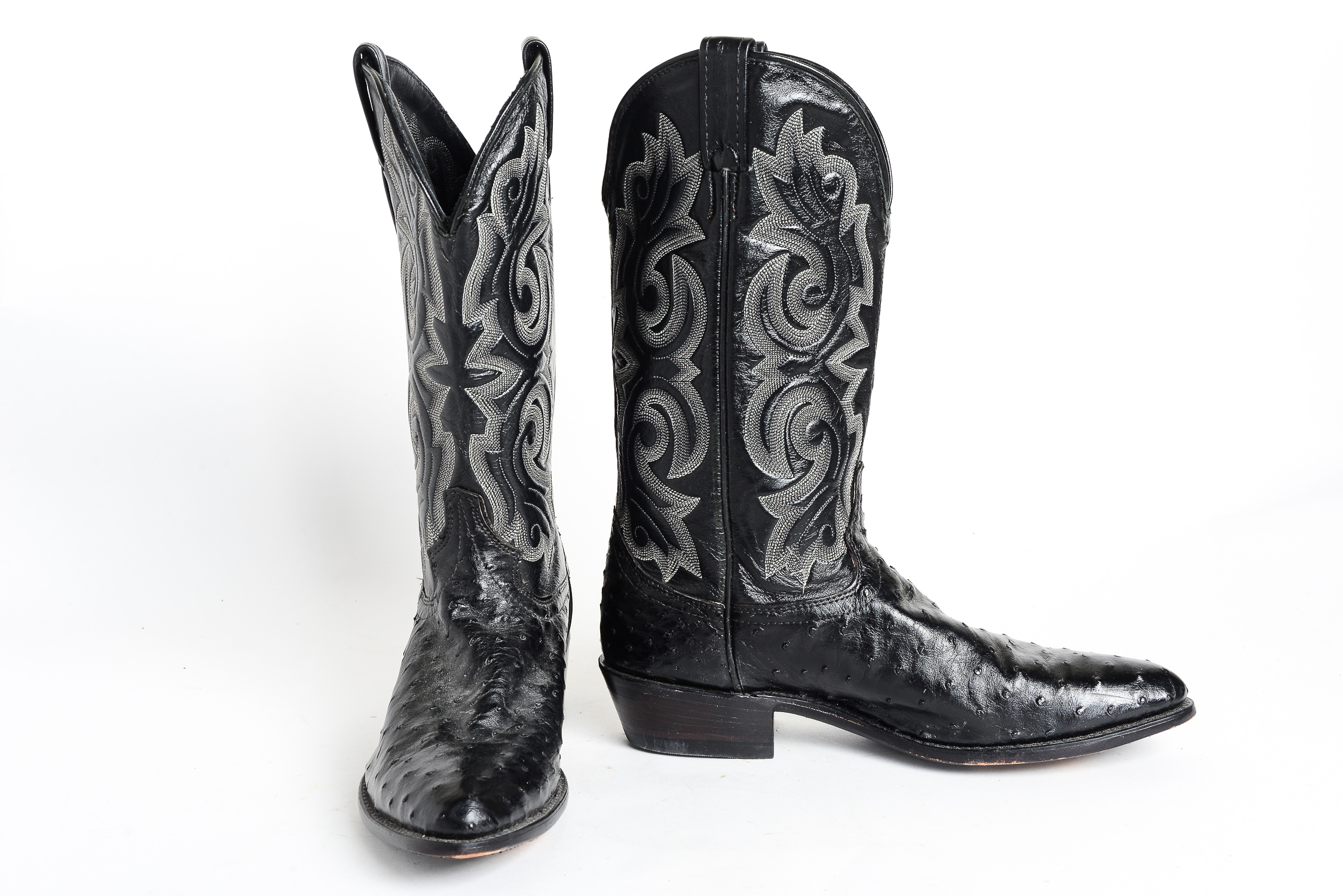 J. Chisholm Leather and Ostrich Cowboy Boots