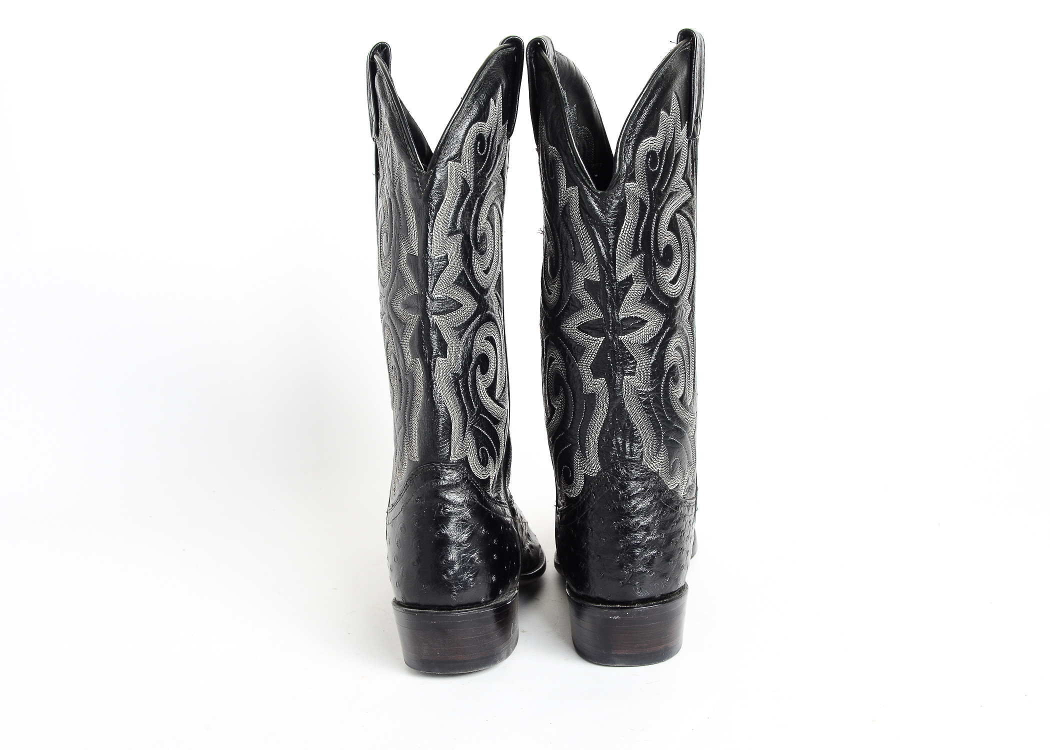 J. Chisholm Leather and Ostrich Cowboy Boots