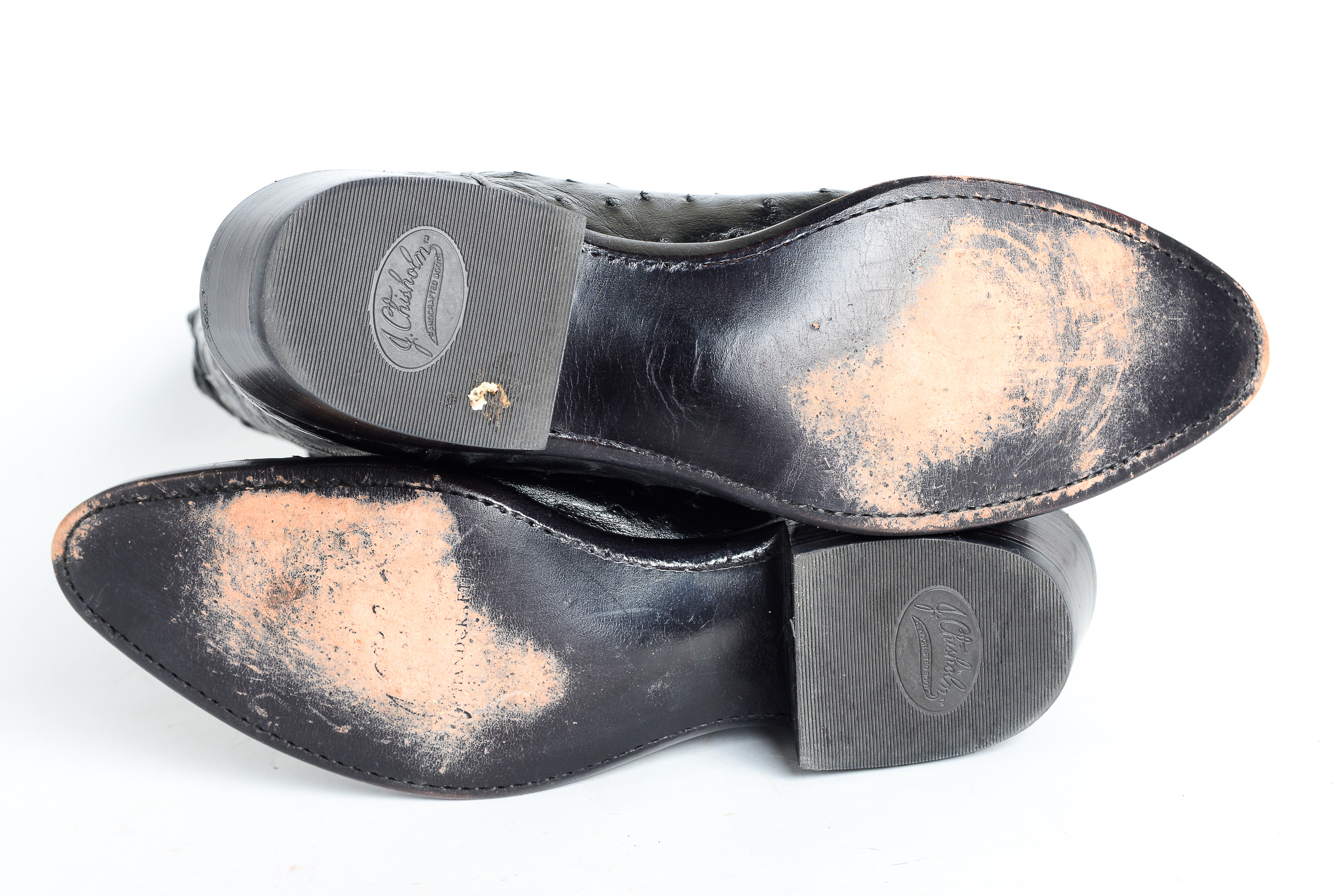 J. Chisholm Leather and Ostrich Cowboy Boots