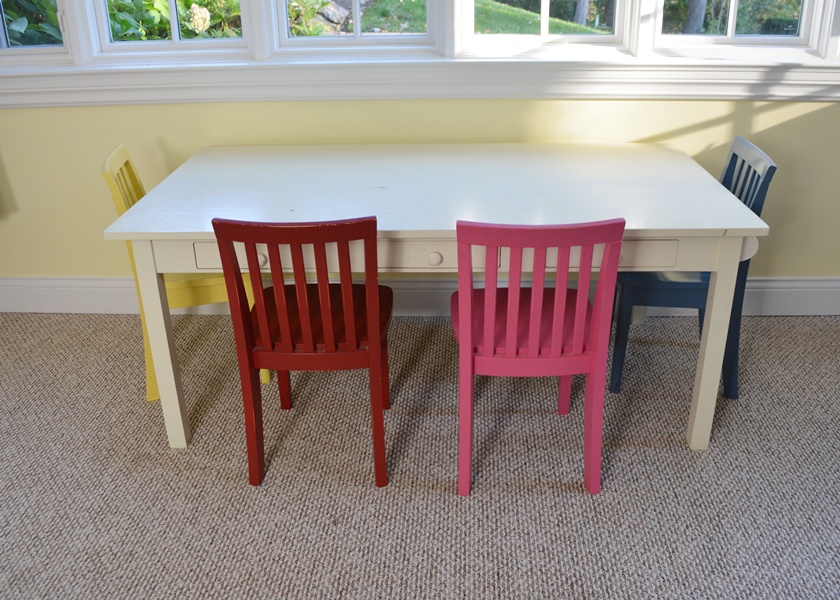 Pottery Barn Kids White Craft Table and Four "Carolina" Chairs