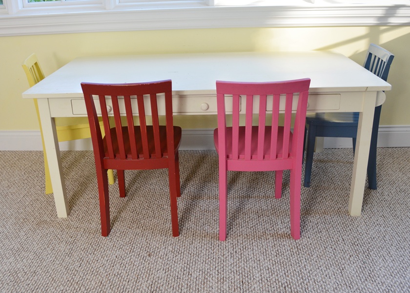 Pottery Barn Kids White Craft Table and Four "Carolina" Chairs