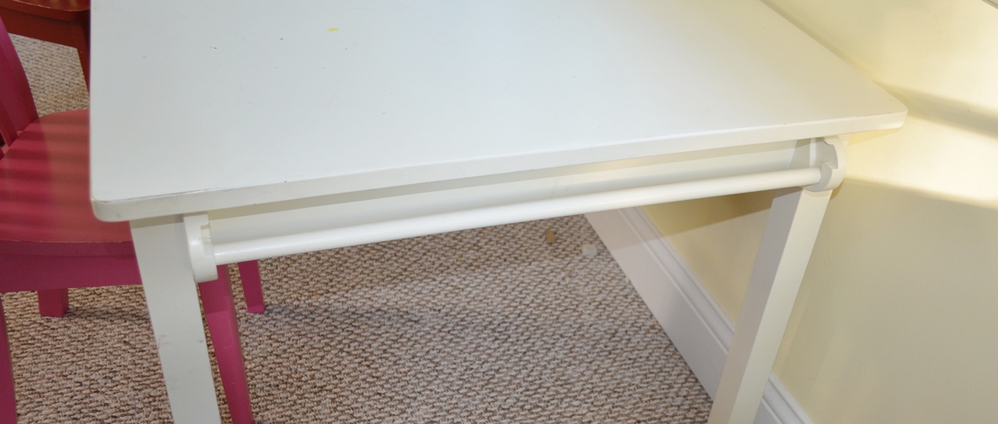 Pottery Barn Kids White Craft Table and Four "Carolina" Chairs