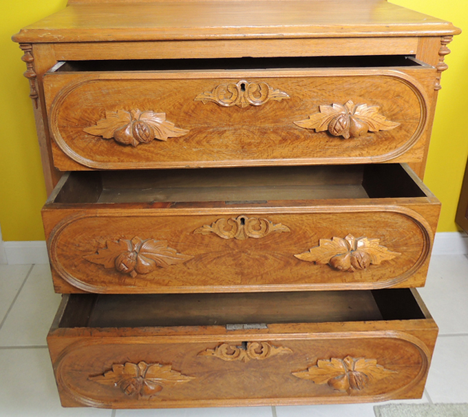 Turn Of The Century Oak Carved Chest of Drawers