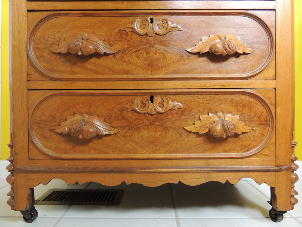 Turn Of The Century Oak Carved Chest of Drawers