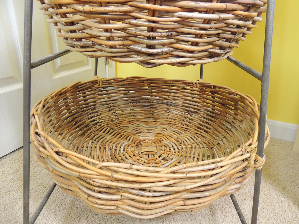 Arhaus Large Three Tier Wicker and Iron Basket System