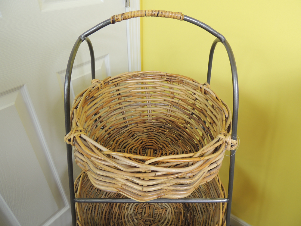 Arhaus Large Three Tier Wicker and Iron Basket System