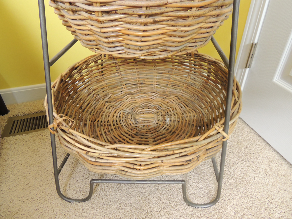 Arhaus Large Three Tier Wicker and Iron Basket System