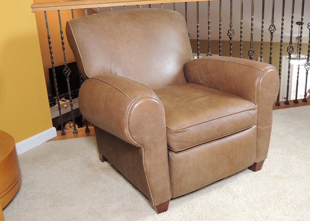 Brown Barcalounger Faux Leather Armchair Recliner