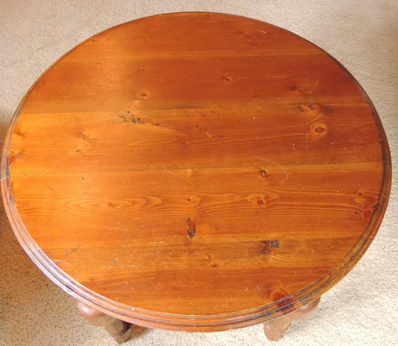 Vintage Round Pine Accent Table