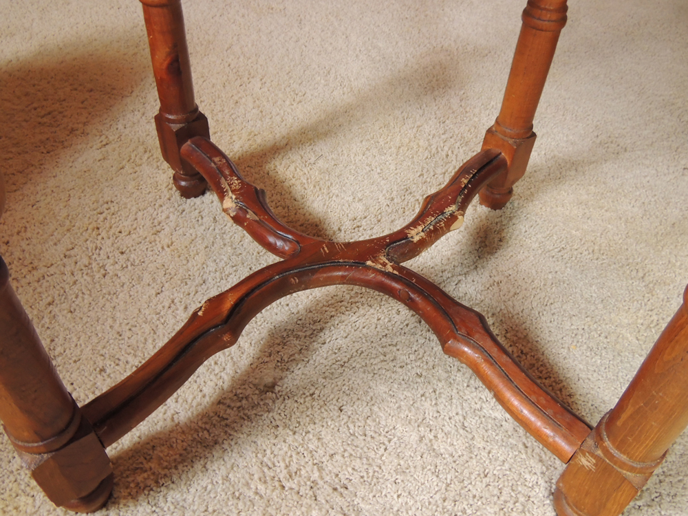 Vintage Round Pine Accent Table