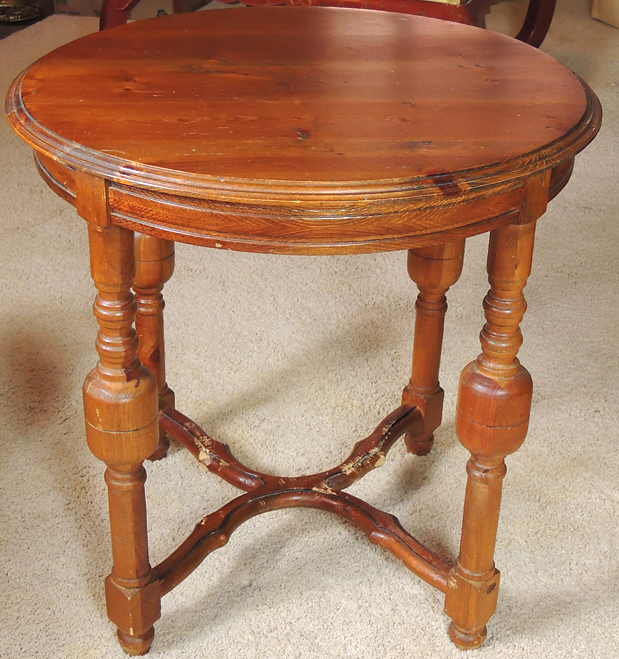 Vintage Round Pine Accent Table