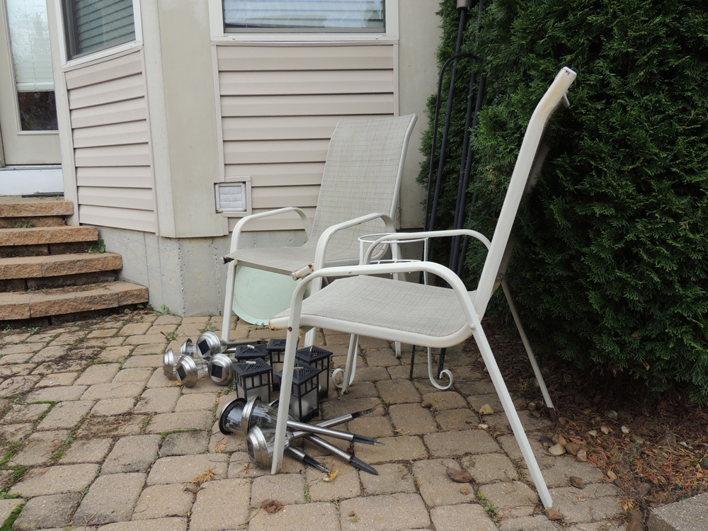 Two Matching Patio Chairs, Outdoor lighting and More