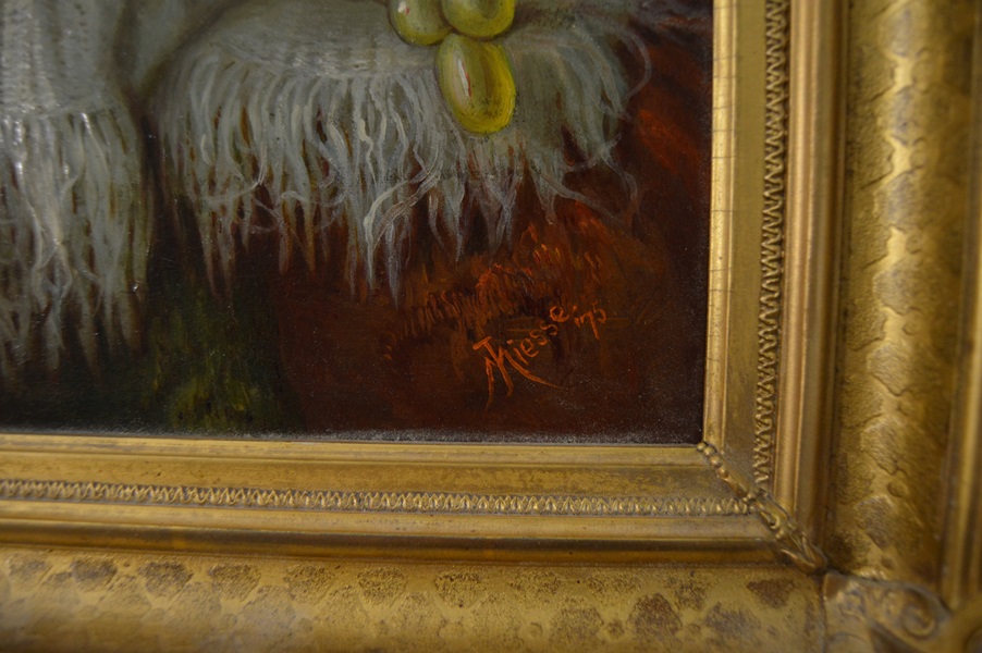 1875 J. Miesse Oil on Canvas Watermelon Still Life