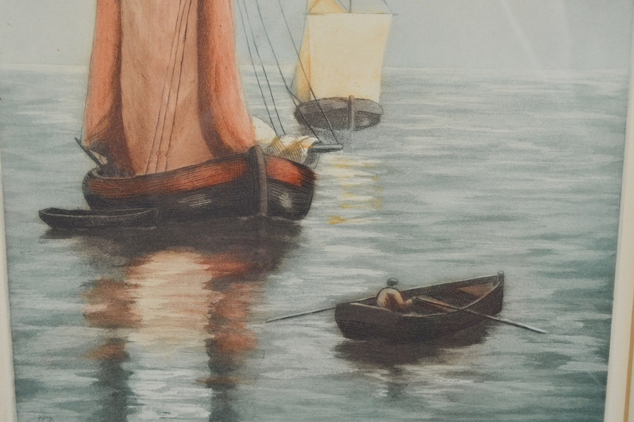 French Artist Jules Signed Hand Colored Original Etching