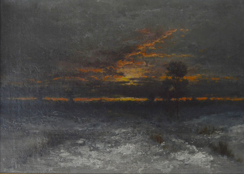Late 19th Century Barbizon School Style Oil on Canvas Landscape