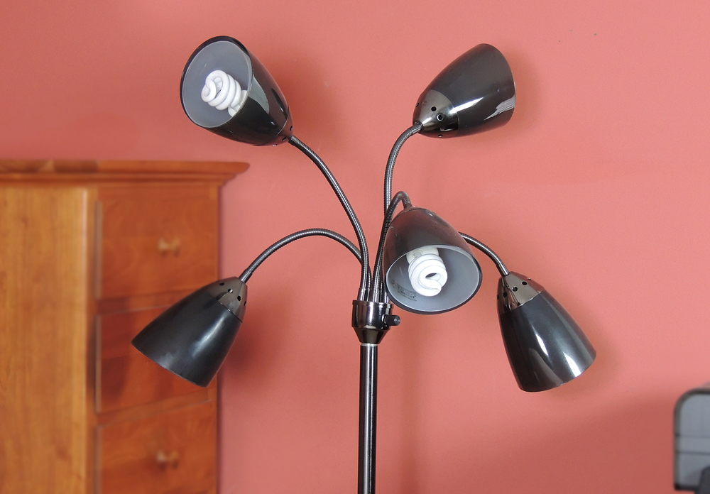 Modern Five Arm Floor Lamp and Lateral File Cabinet