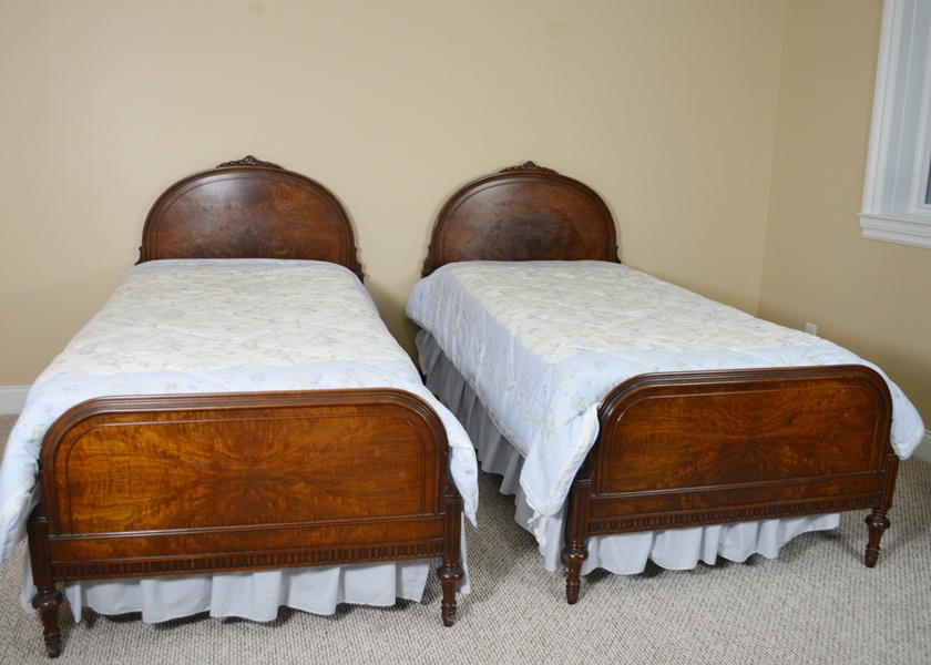 Two Antique Mahogany Twin Beds