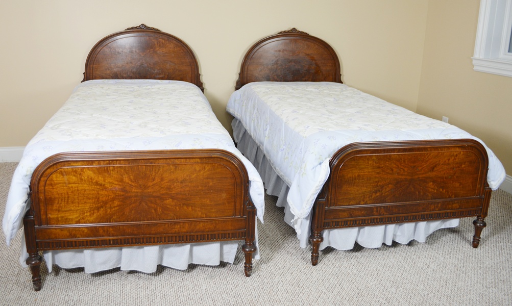 Two Antique Mahogany Twin Beds