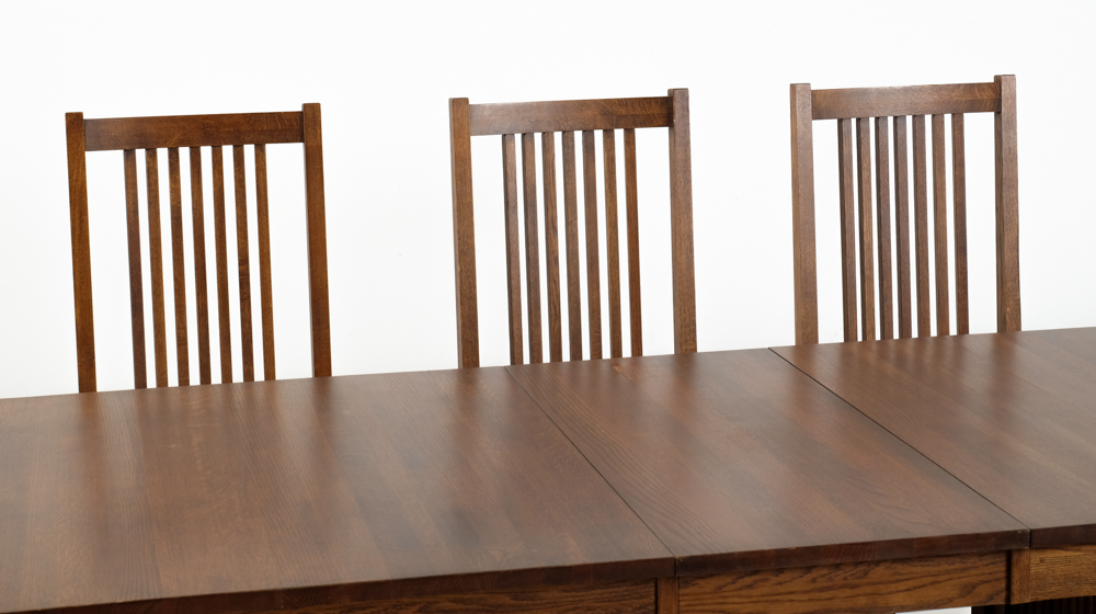 Frank Lloyd Wright - Prairie Style Oak Table and Six Chairs