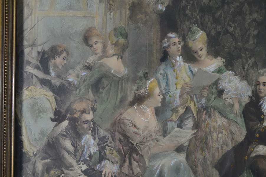 V. De Paredes Hand Colored Lithograph Print