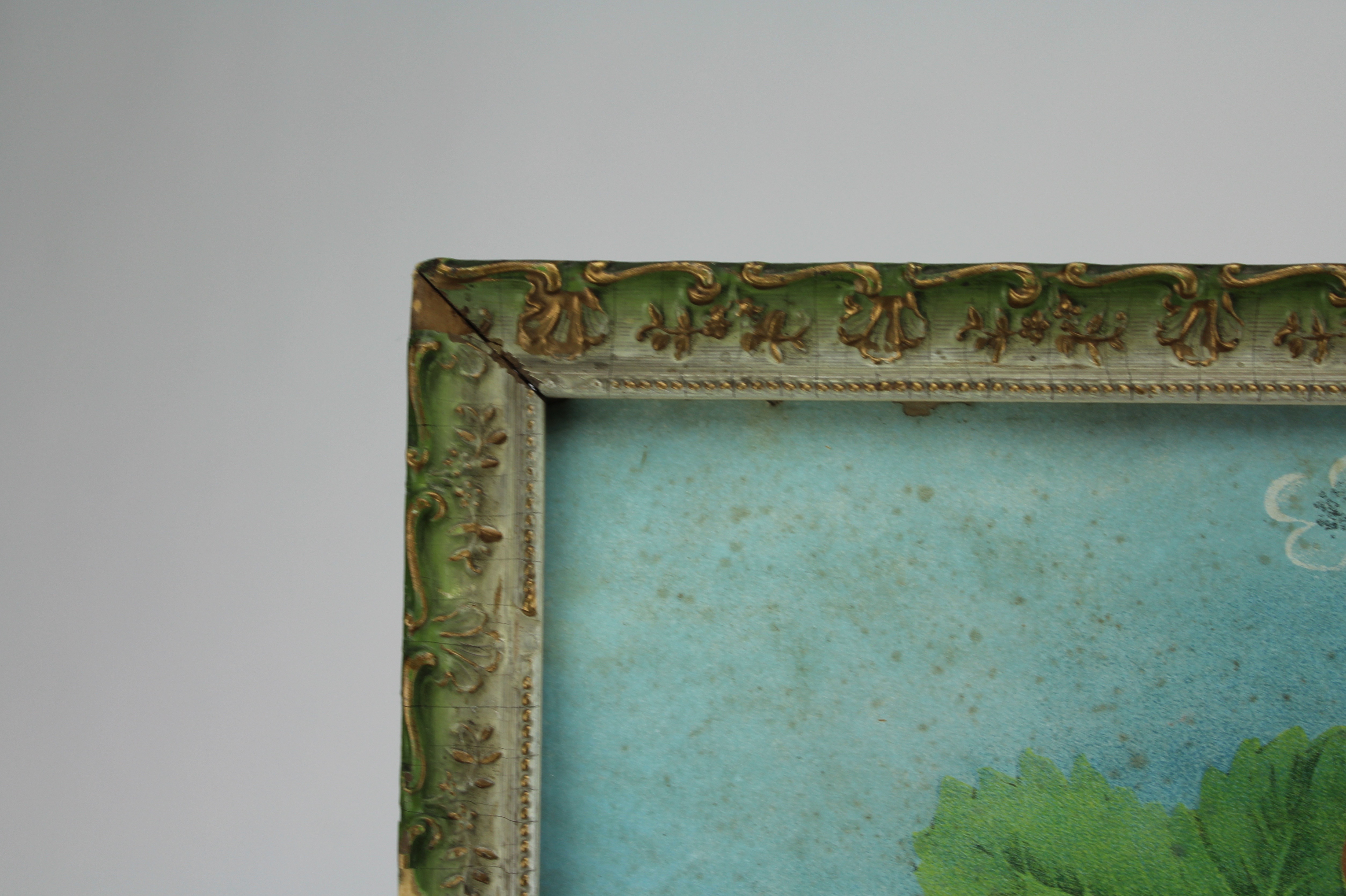 Vintage Framed Fruit Bowl Painting Under Glass with Wire Hanger