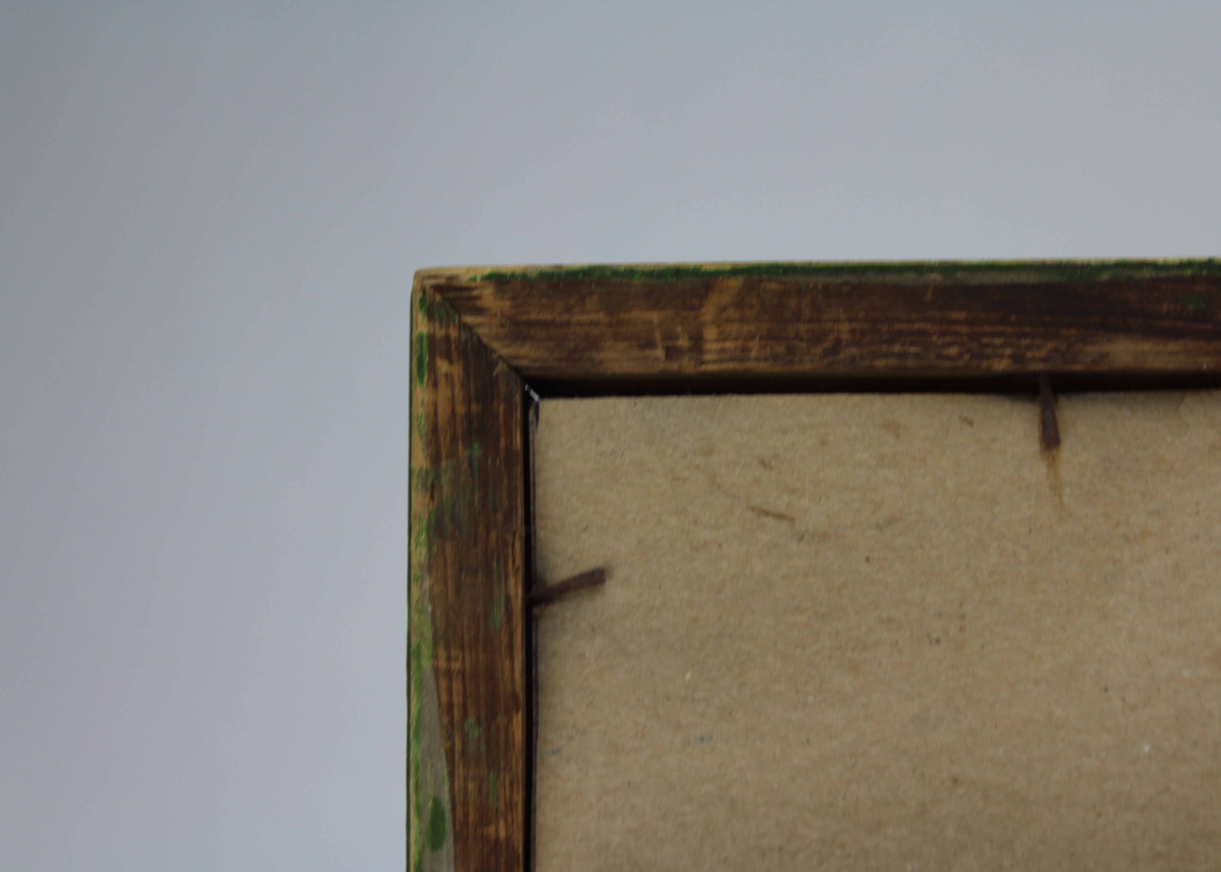 Vintage Framed Fruit Bowl Painting Under Glass with Wire Hanger