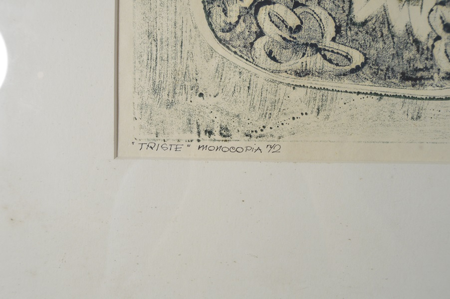 Corvalom Monochrome Stone Lithograph- Triste (Sad)