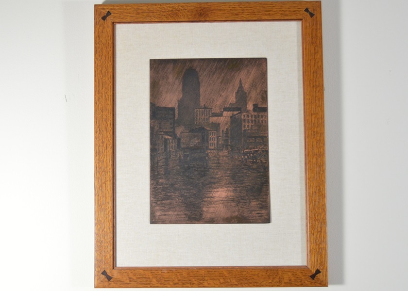 E.T. Hurley Etching Plate-Carew Tower Skyline