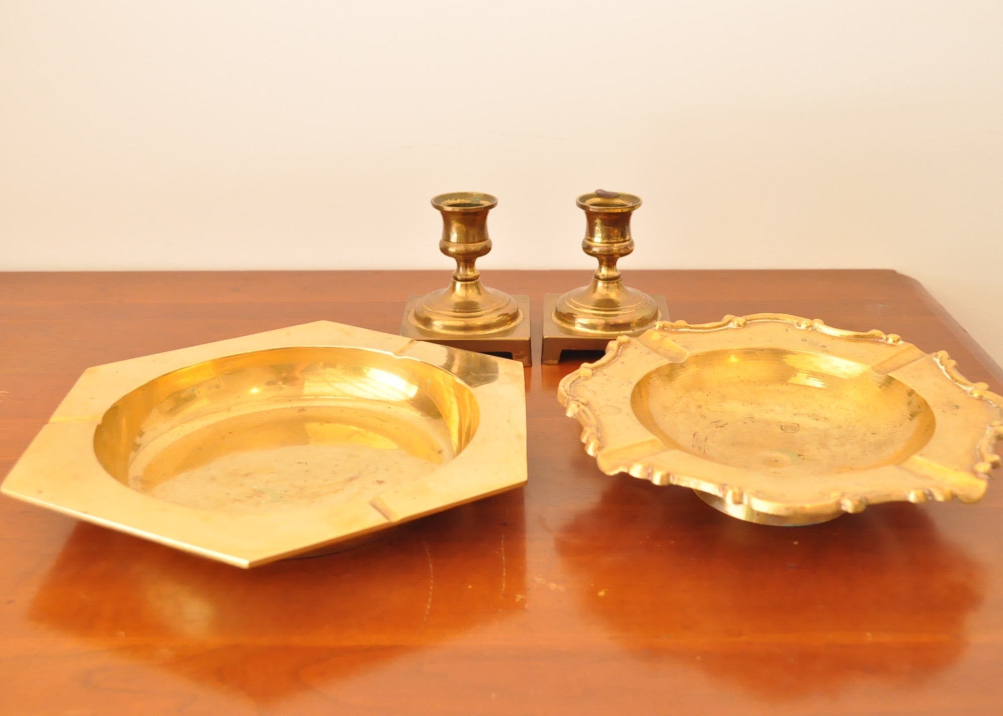 Brass Ash Receivers and Candle Holders