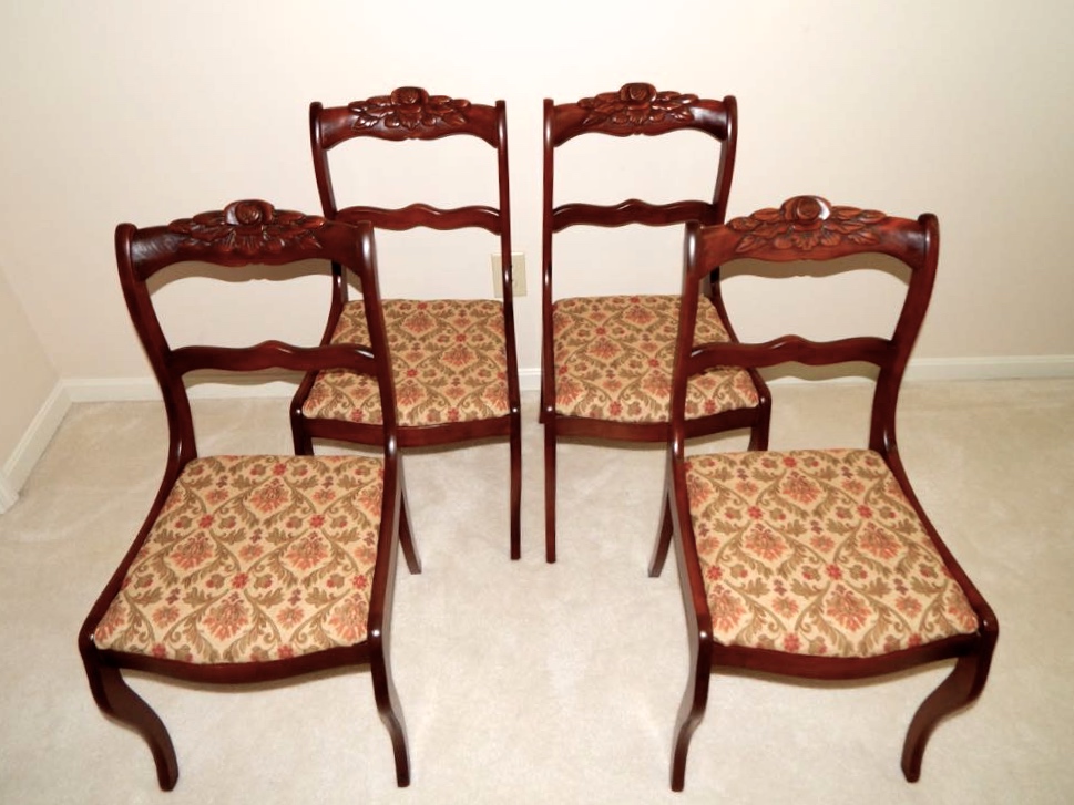 Set of Four Rose Back Mahogany Chairs