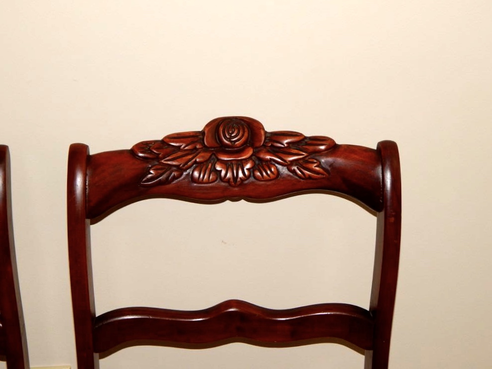 Set of Four Rose Back Mahogany Chairs