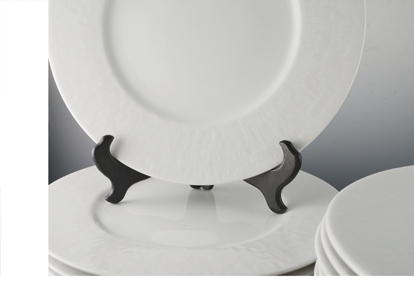 Apilco "Apicius" Porcelain Service Plates and Wide Rim Soup Bowls