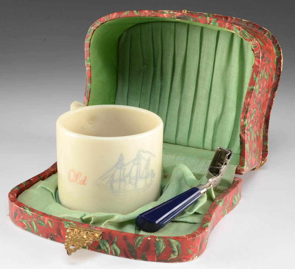 Vanity Suitcase, Shaving Kit and Hand Mirror