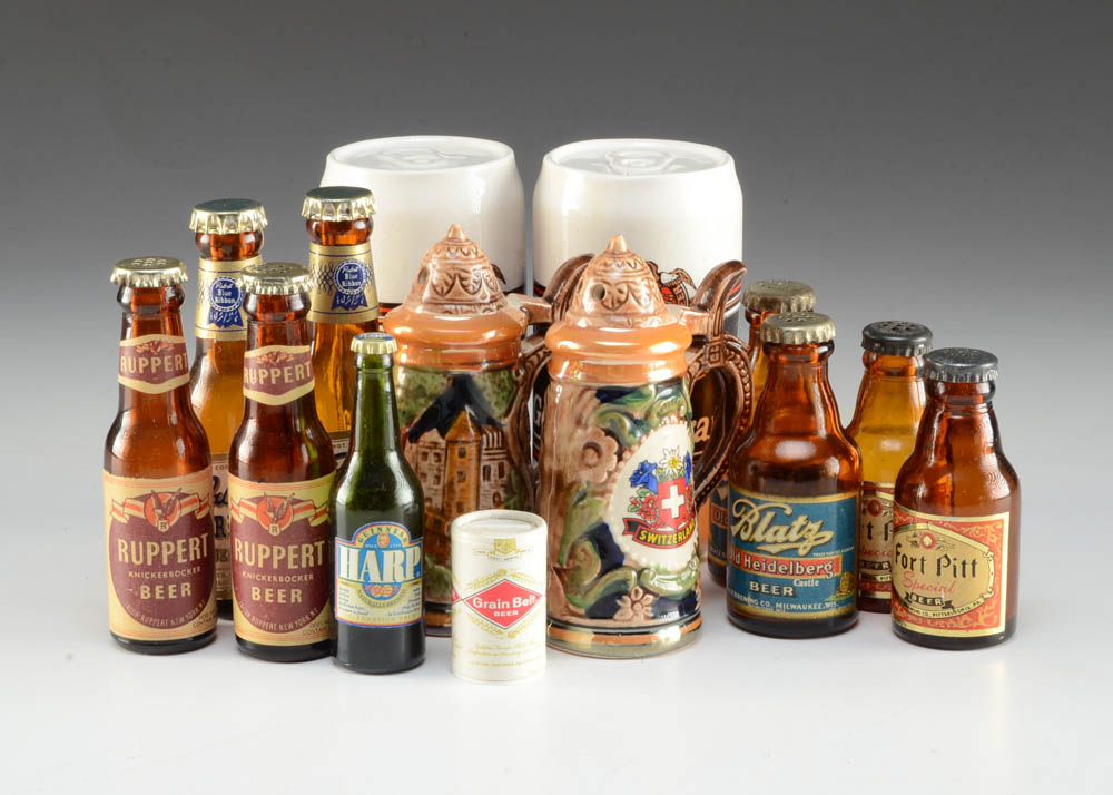 Vintage Lot of Mixed Beer Salt and Pepper Shakers