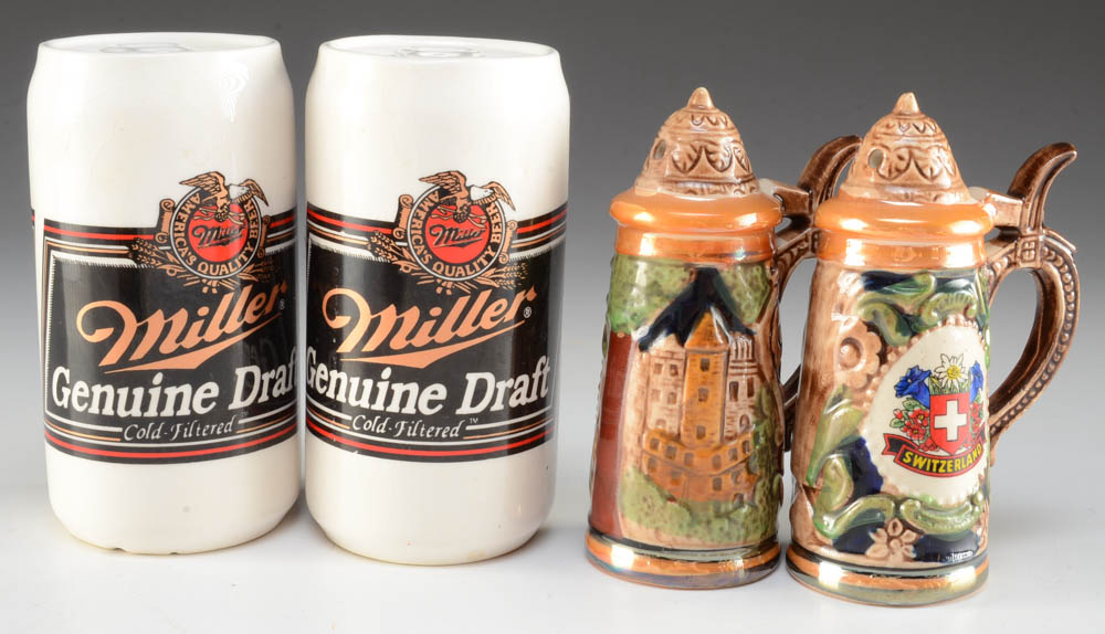 Vintage Lot of Mixed Beer Salt and Pepper Shakers