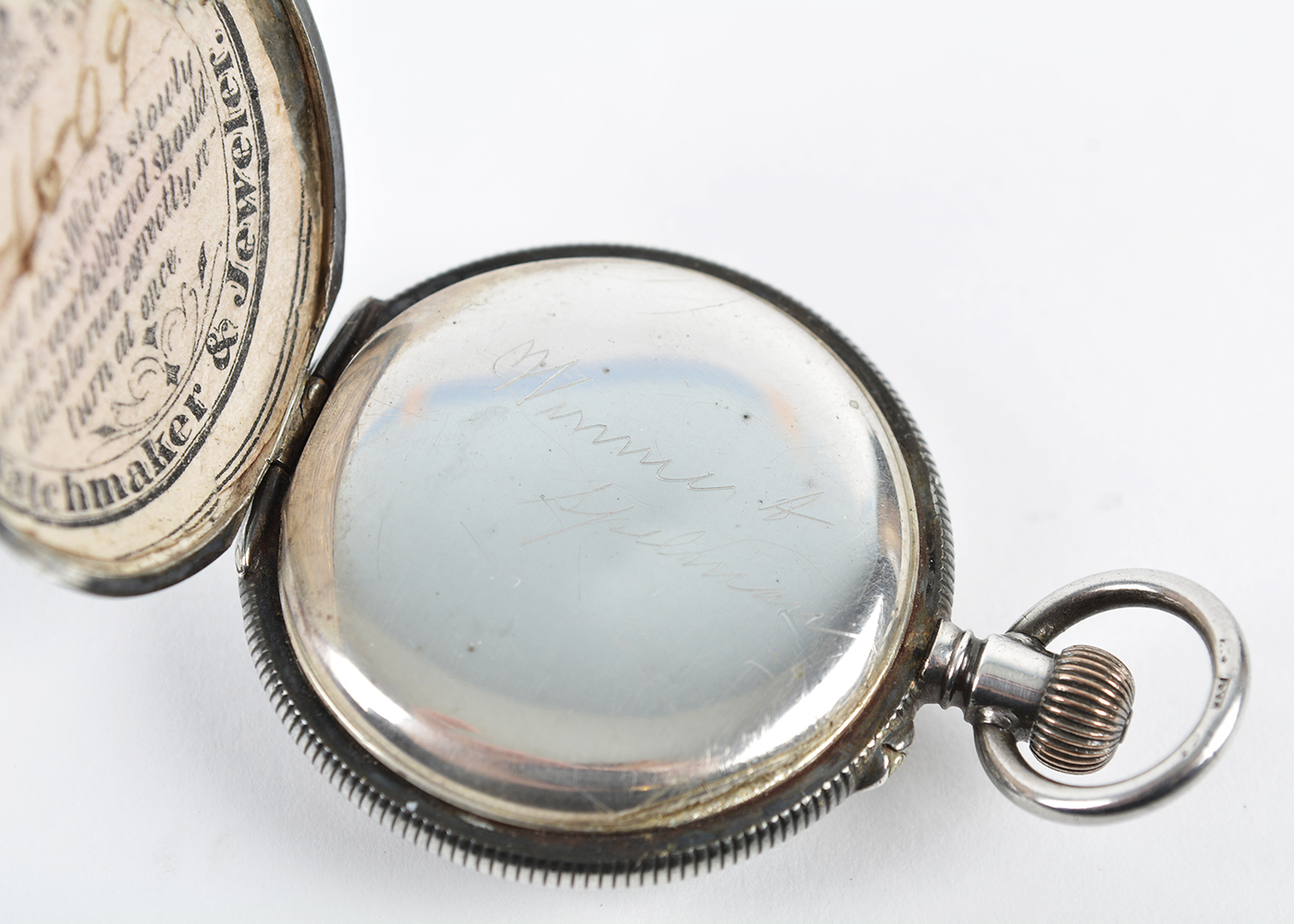 Ladies Sterling Silver Lady Racine Pocket Watch and Hook Pin