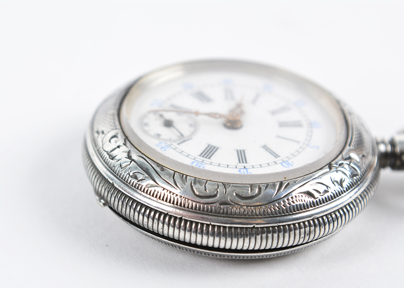 Ladies Sterling Silver Lady Racine Pocket Watch and Hook Pin