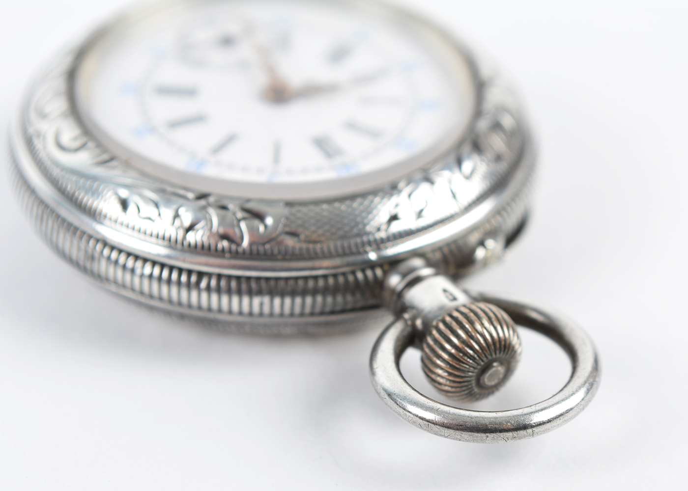 Ladies Sterling Silver Lady Racine Pocket Watch and Hook Pin