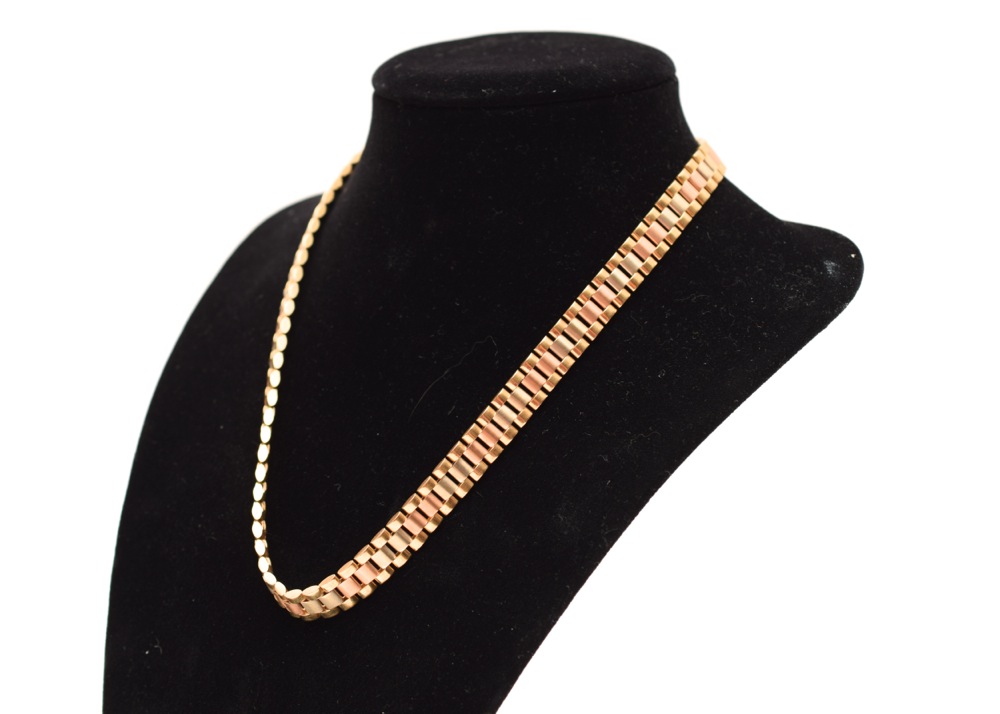 18K Gold Rolex Flat Link Necklace